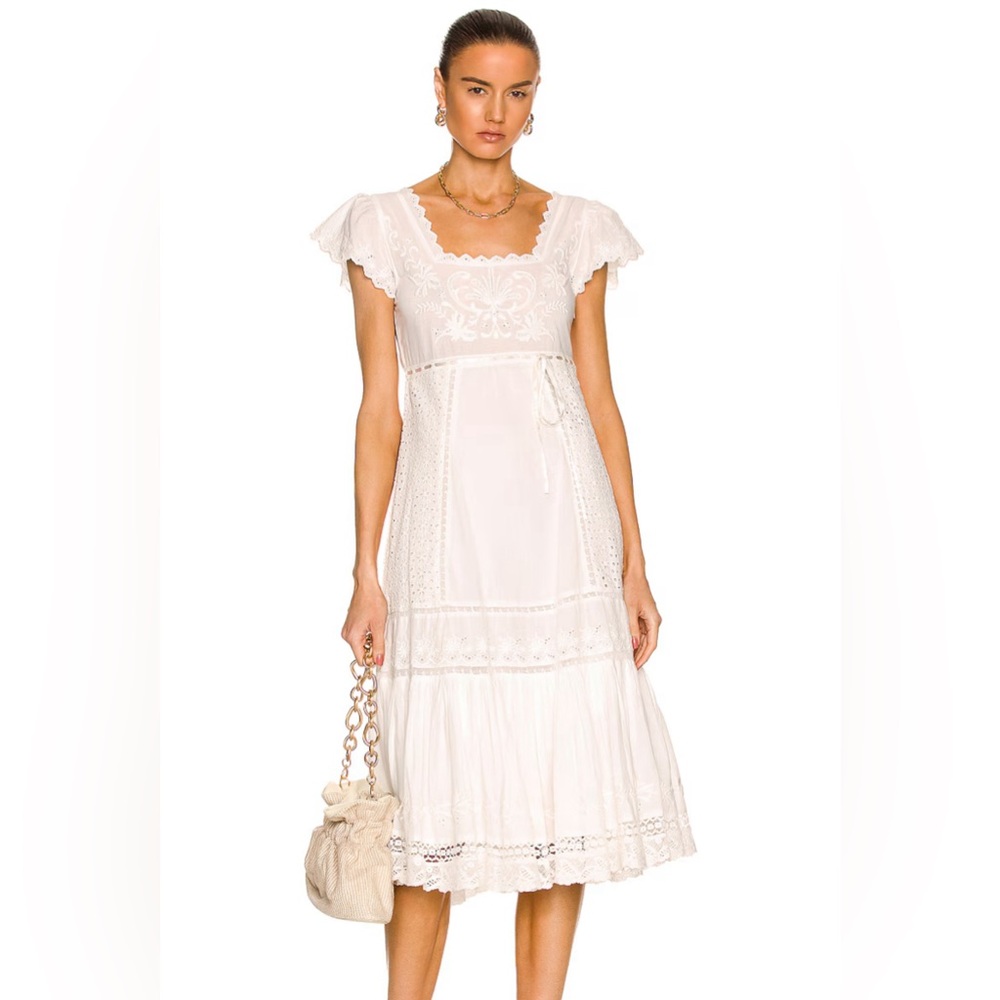Loveshackfancy Charles Embroidered Midi Dress size 6